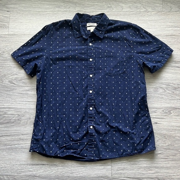 GOODTHREADS Navy Anchor Button Up Slim Style Size XXL - Picture 1 of 5